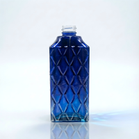 Flacon de parfum de luxe en verre dégradé bleu-gris avec texture découpée 10ml/15ml/20ml, flacon pulvérisateur rechargeable