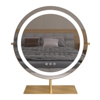 Miroir de Maquillage LED sur Pied/Table en Métal Réglable, Grossissement 10X, Grande Taille pour un Design Glamour, Éclairage Tactile LED pour Mariage