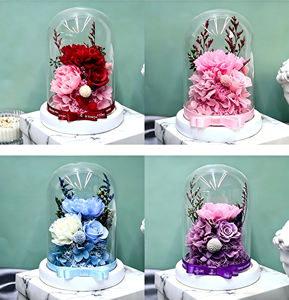 Vente en gros de fleurs éternelles en dôme de verre : œillets, roses, hortensias – Cadeau romantique pour la Fête des Mères, la Fête des Enseignants, les anniversaires - Product Image 4