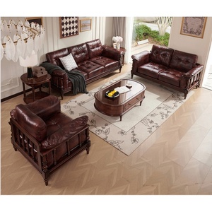 Ghế sofa da cổ điển thiết kế truyền thống cho phòng khách gia đình, bền chắc, thoải mái, có sẵn loại hai chỗ ngồi và bốn chỗ ngồi, chất liệu chắc chắn. - Product Image 1