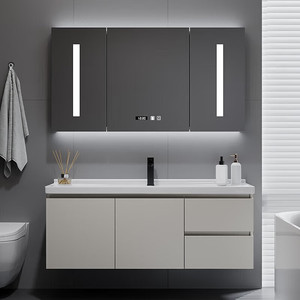 Simple solid wood <b>bathroom</b> <b>cabinet</b> wash basin <b>cabinet</b> hanging smart mirror <b>cabinet</b> - Product Image 5