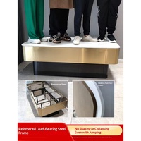 Table basse en verre trempé et marbre éclairé avec sièges en acier inoxydable pour KTV, bars et clubs - Design moderne minimaliste