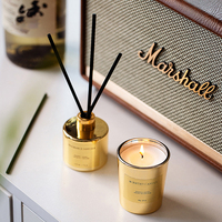 Home Duft Geschenkset Aroma Kerze Luxus Gold Glasflasche Reed Diffusor Duft kerze Geschenkset