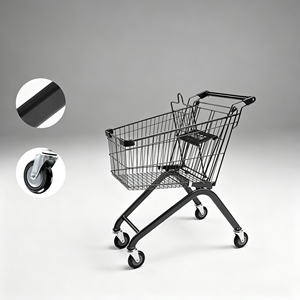 340L Large Capacity Chrome Wire <b>Basket</b> Supermarket Trolley Heavy Duty Silent Swivel Wheel Grocery Retail Store Use Set Kit - Product Image 3