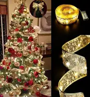 DIY Рождественская Елка декоративная лента Рождественский лук свет B/O работает гирлянда волшебный свет