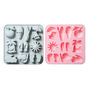 Moldes de Silicona Antiadherentes con Diseño de Playa, Reutilizables, de Grado Alimenticio, Lindos Moldes Magnéticos de Silicona para Chocolate, Dulces y Hielo - Product Image 1