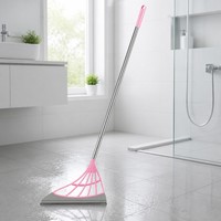 Balai Magique en Silicone 3-en-1 : Balai, Raclette et Outil à Poussière avec Manche Détachable en Acier Inoxydable et Balai sans Poils en TPR