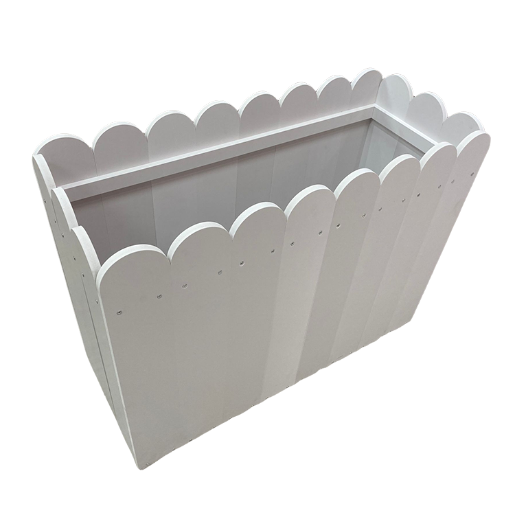 Customizable White Rectangular PVC Planter Box Indoor Outdoor for