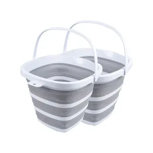 Multi Purpose Portable Washing Round Plastic Silicone Foldable Basin Silicone Collapsible Water Bucket with Handle