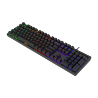 Clavier de jeu mécanique filaire USB à 104 touches avec éclairage LED, en plastique ABS, interrupteurs bleus, personnalisable en anglais, couleur personnalisable, directement de l'usine