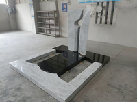 Monument funéraire de style européen en granit noir naturel et marbre blanc pour cimetière commémoratif