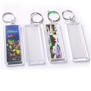 2 Size Rectangle Blank Acrylic Keychain Custom Advertising Picture Insert Plastic Photo Frame Key Chain