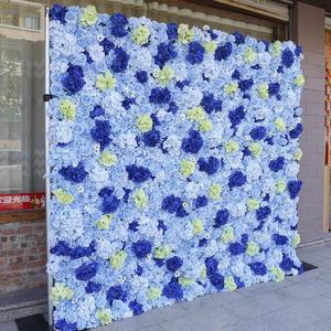 Panel de Pared de Flores Artificiales 5D Azules, Rollo de Fondo de 8 pies x 8 pies para Decoración de Bodas - Product Image 1
