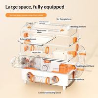 Cage de Luxe Tout-en-un à 3 Niveaux pour Hamster avec Boutons-Pression, Grande Enclos Multifonction Écologique pour Petits Animaux avec Zone de Jeu