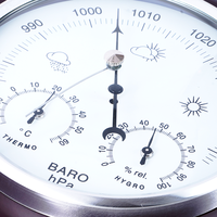 Stasiun Cuaca 3-in-1 Logam, Barometer Termometer Higrometer dengan Resolusi 1C, Instrumen Cuaca Dalam Ruangan untuk Dinding