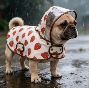 도매 애완동물 레인웨어 고품질 야외용 네발개 강아지 우비 후드 탈부착 가능 방수 강아지 재킷 견인 버클 포함 - Product Image 3