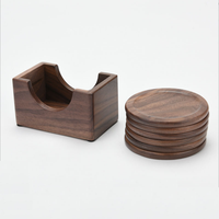 Ensemble de sous-verres ronds en bois de style américain, couleur naturelle, pour thé et café, LEXDO