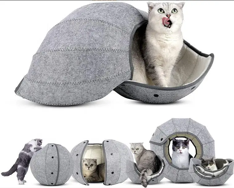 2022 New Design Kombination 8 in 1 Puzzle Cat Ball Spielzeug ball Filz DIY Lustige Cat Cave Aktivität Tunnel Bett Eigentums wohnungen für den Innenbereich