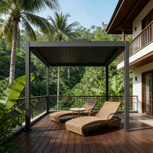 3x3 Teras Su Geçirmez Ayarlanabilir Panjurlu Alüminyum Pergolalar Açık Balkon Elektrikli Alüminyum Pergola Üretimi - Product Image 1