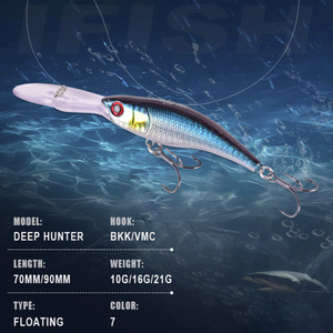Leurres de pêche Big Bib Minnow en ABS, leurres d'eau de surface en plastique dur pour la pêche au cabillaud, à la perche, au maquereau, en mer, en bateau, au marlin, au brochet, appâts durs - Product Image 5
