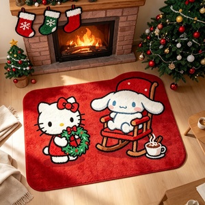 Christmas Shaped <strong>Rug</strong> Fake Wool Soft Die-cut Irregular Anime <strong>Hello</strong> <strong>Kitty</strong> <strong>Rug</strong> Anti-slip Circle Holiday Decor <strong>Rug</strong> - Product Image 5