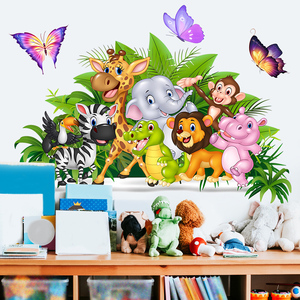 Autocollants muraux imperméables en PVC personnalisés, <span class=keywords><strong>animaux</strong></span> de la forêt mignons et dessinés, pour la décoration de la chambre d'enfant, <span class=keywords><strong>autocollant</strong></span> <span class=keywords><strong>mural</strong></span> pour la décoration de la maison - Product Image 4
