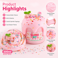 200ml beurre Slime tasse cerise rose Dessert thème doux extensible charme garniture OEM couleur personnalisée parfum marque privée en gros