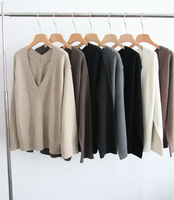 Ensemble pull et robe en coton cachemire gris élégant et décontracté pour femme, col en V, tricoté, style OEM
