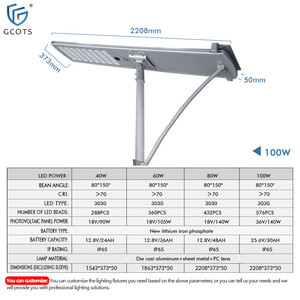 GCOTS - Farolas Solares Autolimpiantes, Resistentes al Agua IP65, 40W/60W/80W/100w, Todo en Uno, LED, Limpieza Automática, Iluminación Exterior - Product Image 3