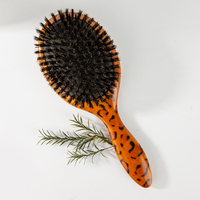 Brosse à pagaie de massage anti-frisottis en poils de sanglier naturels Brosse à cheveux en bois démêlante pour cheveux lisses