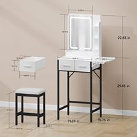 Ensemble de table de maquillage compacte MemoCastle en bois moderne pour petites chambres et dortoirs – Vente en gros