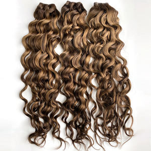 Extensiones de Cabello Remy Europeo con Doble Trama, Teñidas, con Textura de Ondas de Agua Rizadas, Color <span class=keywords><strong>Balayage</strong></span>, Todos los Colores Disponibles - Product Image 5