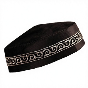 Premium Men Prayer Cap Comfortable Soft Mesh Fabric Kufi Taqiyah <b>Islamic</b> Skull Cap Puff <b>Printed</b> Stretchable Stripes Eco-Friendly - Product Image 3