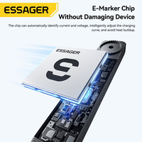 ESSAGER ES-X86 E-Marker 2 en 1, Cable de Carga Rápida USB Tipo C a C de 27W 240W con Soporte Invisible para Teléfono para iPhone y Samsung