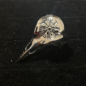 Anillo de moda al por mayor con diseño de cuervo vikingo y cabeza de pájaro celta, estilo Helm of Awe - Product Image 2