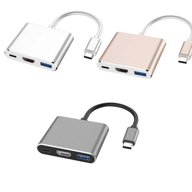 3 in 1 USB-C Docking Station with for 2.0 4K60Hz 3 Ports Aluminum Alloy 12-Month Warranty-For Laptop/Phone/TV-in Stock
