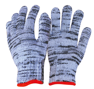 Guantes de trabajo de algodón, color gris oscuro, para mano, con borde rojo - Product Image 4