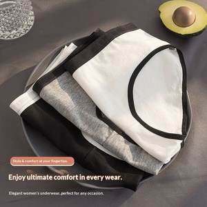Ropa Interior de Algodón para Mujer, Color Negro, Blanco y Gris, Simple, Cómoda, Transpirable, Antibacteriana, de Cintura Media, para Uso Diario - Product Image 3