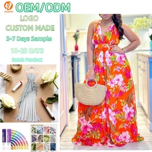 Robe longue maxi à imprimé floral pour femme C8575, vêtements de taille maman, robe brillante, vêtements de plage, vêtements de mer - Product Image 1