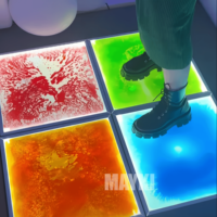 Ensemble de dalles de sol liquides LED à changement de couleur 50x50cm, dalles liquides interactives lumineuses, tapis de sol sensoriel pour la thérapie de l'autisme