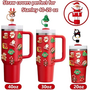 Offre Spéciale : Embouts de paille en silicone de Noël de 10 mm, personnalisables, vente en gros, accessoires pour boissons avec bouchon anti-poussière, réutilisables, idées cadeaux pour bars - Product Image 4
