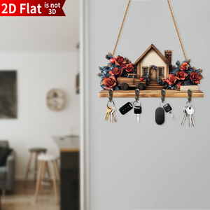 Portachiavi a <span class=keywords><strong>parete</strong></span> in legno <span class=keywords><strong>moderno</strong></span> 4 ganci chiave a singolo livello di intaglio in legno per una facile installazione eccellente per l'arredamento dell'home Office - Product Image 4