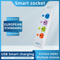 Prise USB + PD universelle multi-ports haute puissance 2500W colorée avec interrupteur indépendant, protection contre les surcharges et sécurité enfant
