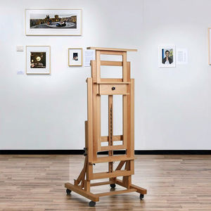 Caballete de pintura al óleo horizontal de pie, de madera de haya, móvil, con elevación hacia atrás, plegable, profesional, para profesores y pintores - Product Image 2
