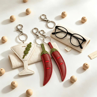 Porte-clés en cuir PU pour lunettes de soleil, anti-perte, clip pour lunettes, sac de rangement, breloque