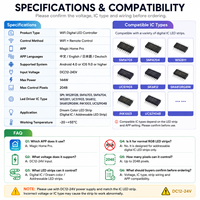 Controlador LED SPI Magic Home DC5-24V, Controlador Inalámbrico WiFi Inteligente para Tiras LED RGBIC