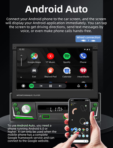 Phổ 7 inch cảm ứng 1 DIN đài phát thanh xe máy nghe nhạc được xây dựng trong không dây Carplay & Android tự động gương liên kết USB AUX Stereo Bảng điều khiển - Product Image 4