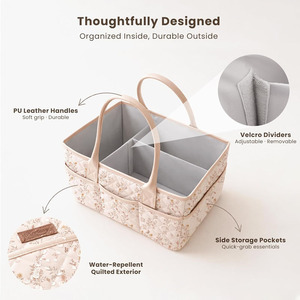Bolsa de Fraldas Multifuncional em Poliéster com Padrão Diamante, Moderna e Minimalista, Grande Capacidade, Armazenamento Portátil para Mamadeiras - Product Image 4