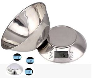 Báscula Digital de Cocina Redonda de Acero Inoxidable con Pantalla LCD, Capacidad de 5 kg y 1 g de Precisión, con Recipiente, Funciona con Batería, Modelo BST-K17 - Product Image 3