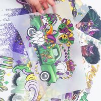 Autocollant thermocollant personnalisé, étiquettes pour vêtements, patch logo thermocollant pour vêtements, transfert thermique DTF violet pour tissu